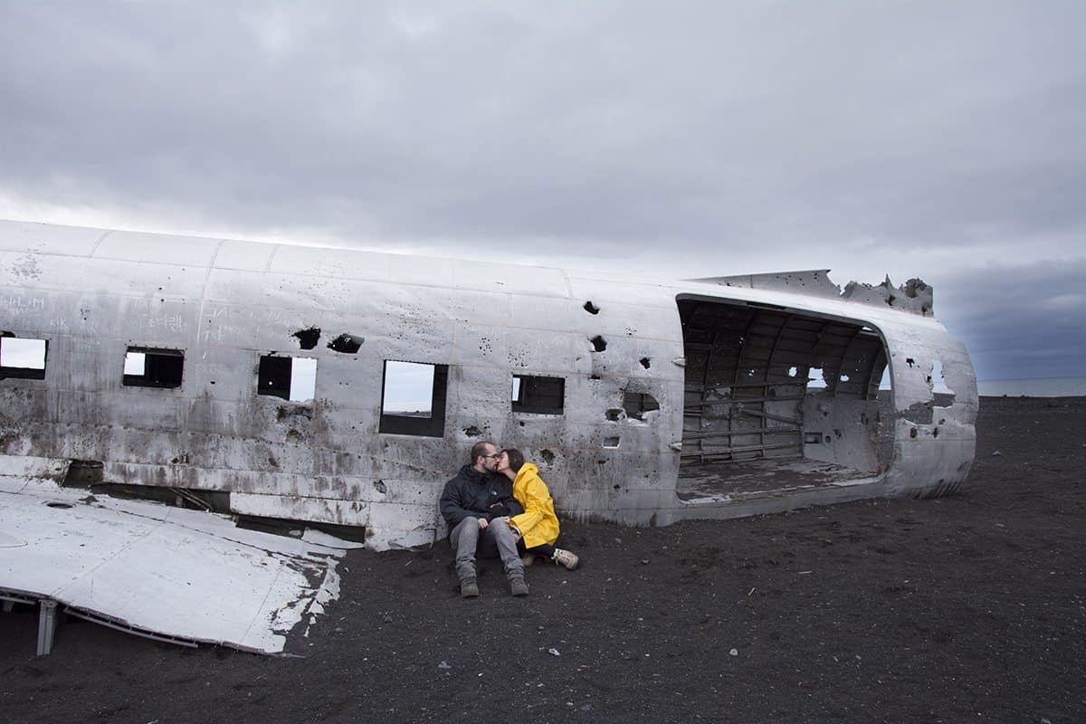 The abandoned plane on the black sand beach in Iceland