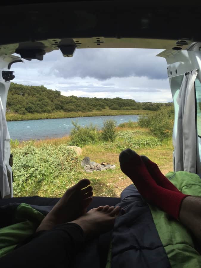 Camping in a camper van in Iceland