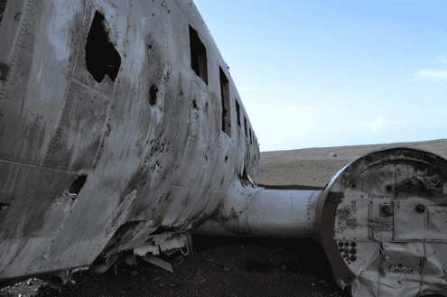 DC-3 plane crash on the black sand beaches of southern Iceland