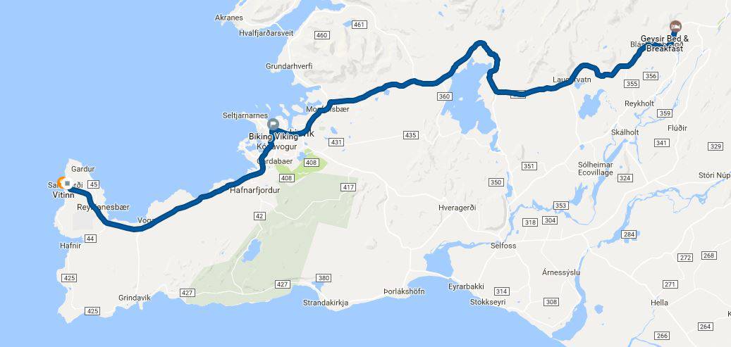 How to drive to Sandgerði