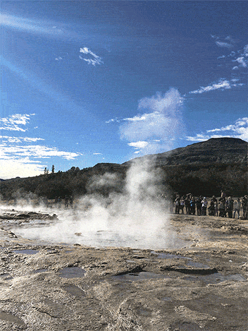 Famous Geysir erupts