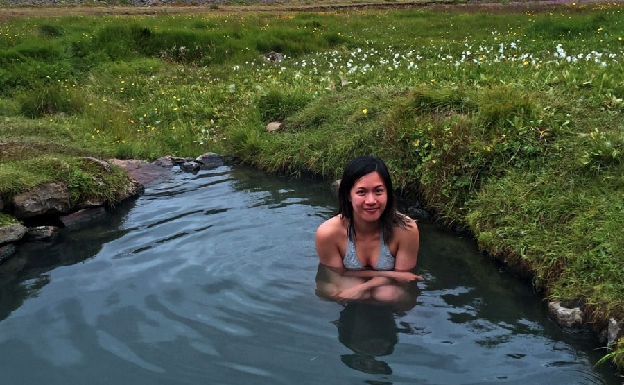 Galtahryggjarlaug hot spring in Heydalur