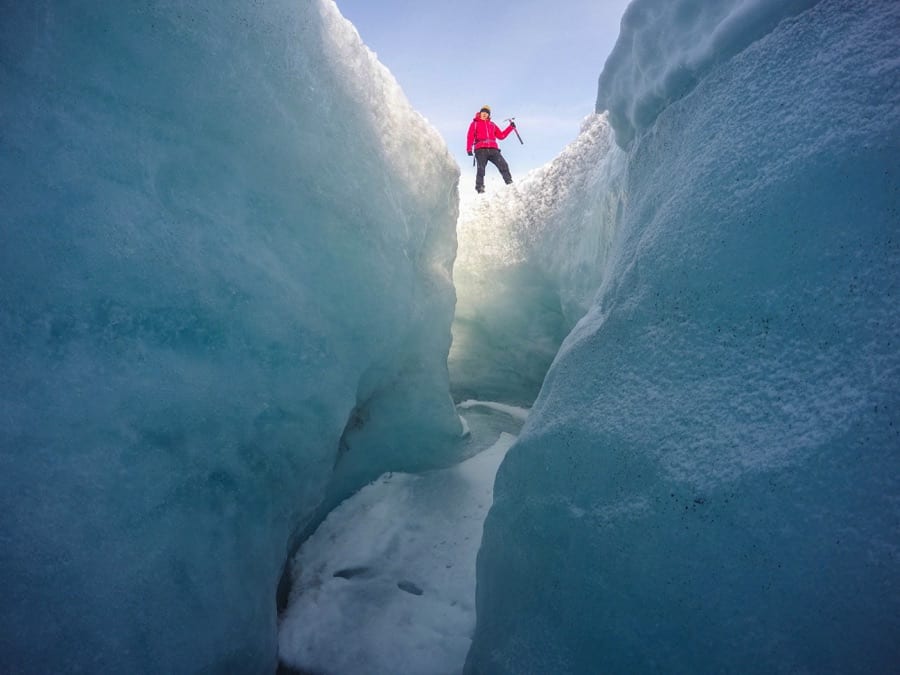Ice climbing on glaciers in Iceland