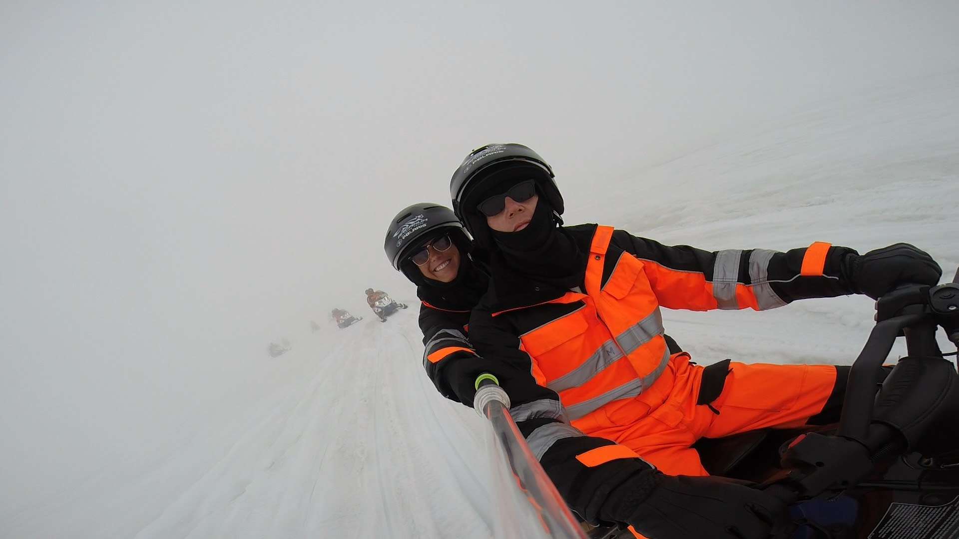 on Snowmobile on Mýrdalsjökull Glacier