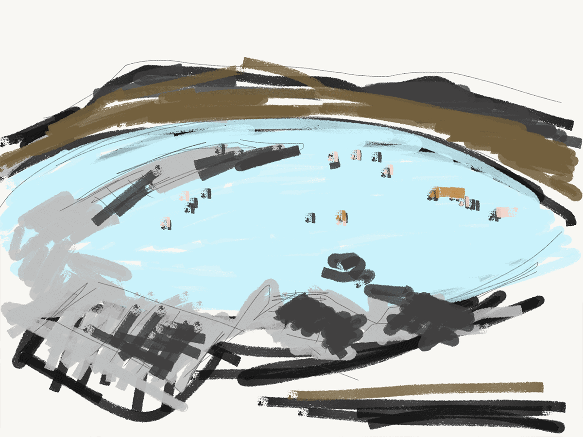 A painting of Mývatn Nature Baths