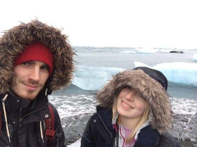 Nat & Lewis by the ice lagoon