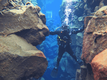 Diving in Silfra in Iceland