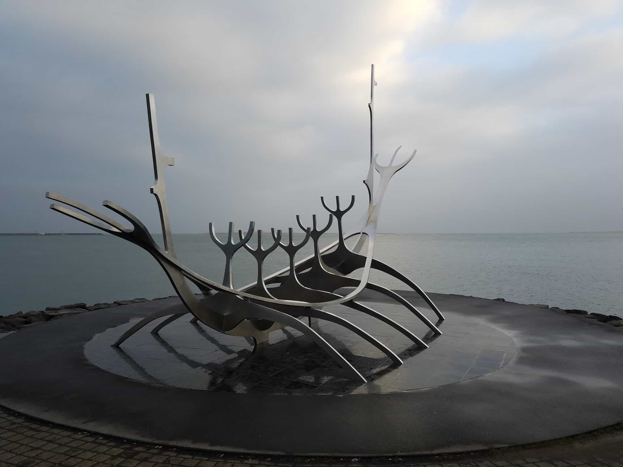 The famous sculpture by the sea in Reykjavik called Sólfarir