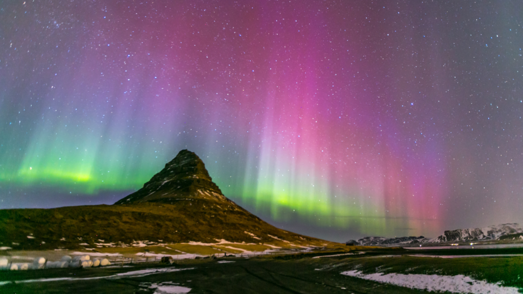 Northern Lights over Kirkjufell Mountain in Iceland