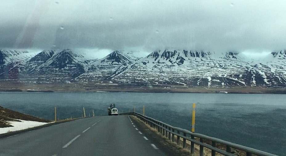 Cloudy day overlooking a fjord in North Iceland