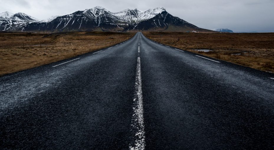 Open road in Iceland in winter