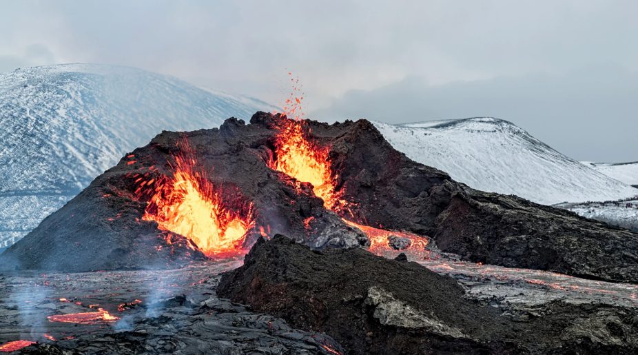 Volcanic activity in Iceland.