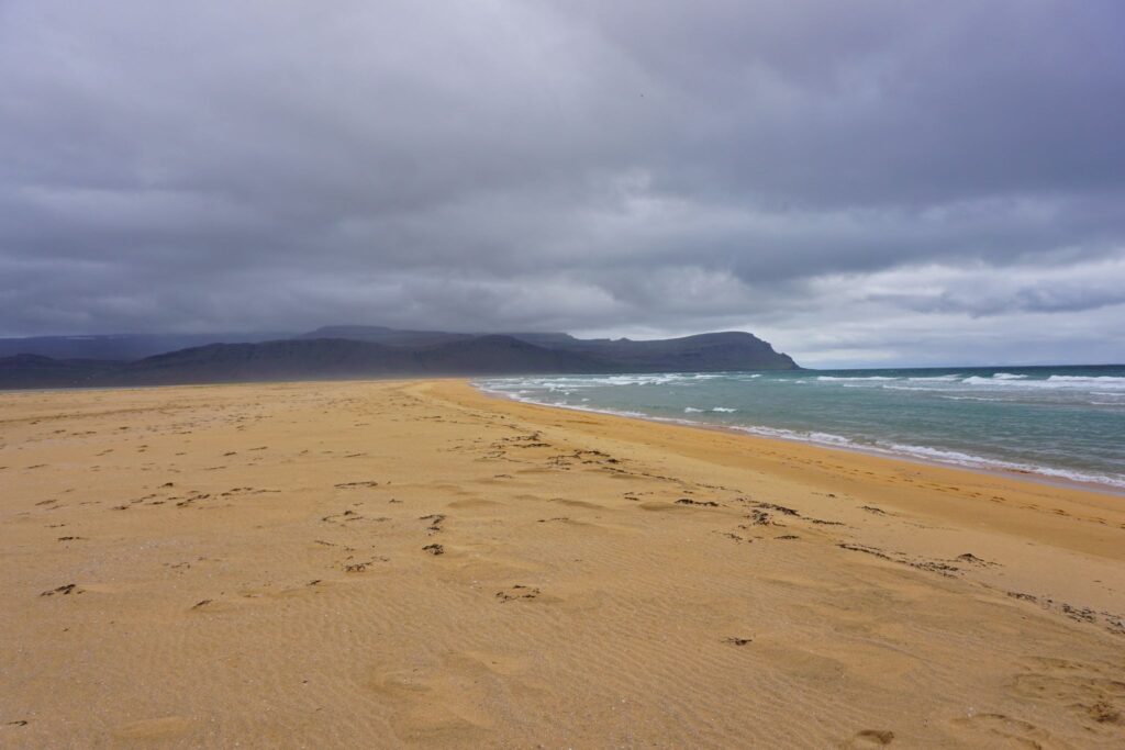 Clouds looming over Rauðisandur red sand beach