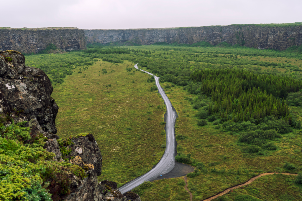 Ásbyrgi Canyon in Iceland from above