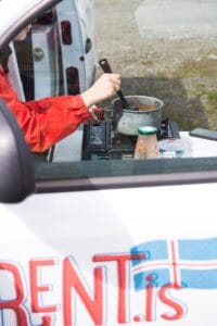 Cooking in a Renault kangoo camper