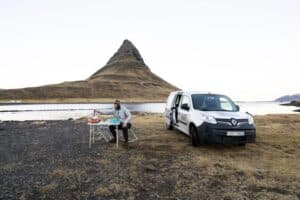 Renault kangoo camper at Kirkjufell