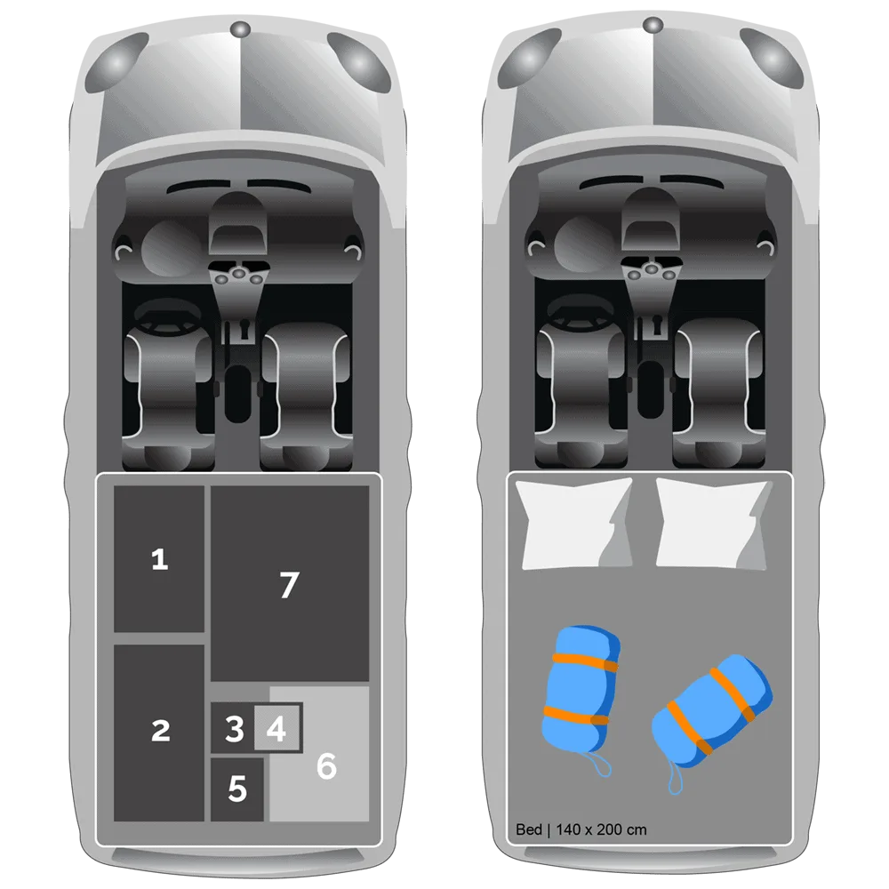 Floor plan of Renault Kangoo Camper