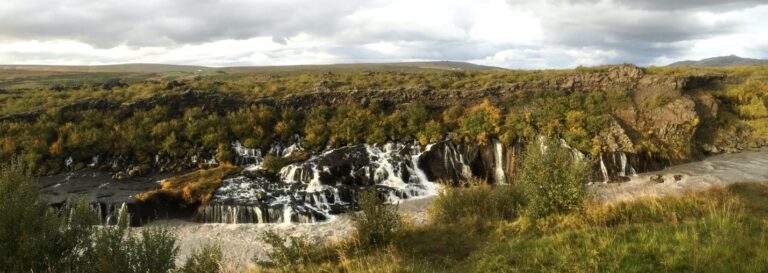 small streams on a green hilll in Iceland