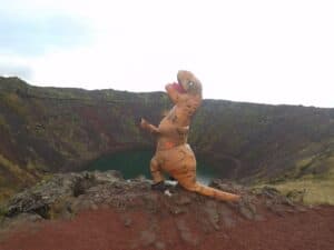 A Dinosaur visiting Kerið Crater