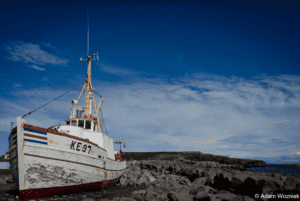 A stranded boat outside Keflavík