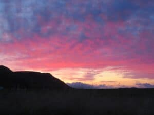 Above Skógafoss in sunrise