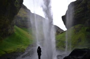 Behind Kvernufoss waterfall