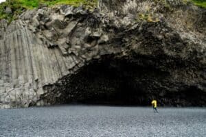Black sand beach cavern