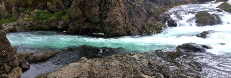 The blue waterfall at Brúarfoss