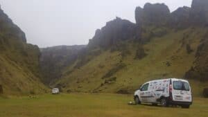 Camping in Þakgil campsite