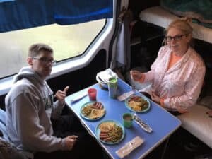 Dining in the camping van