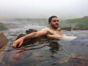 Enjoying the hot springs in Reykjadalur