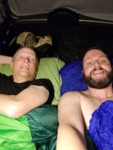 Father & son in the camper van