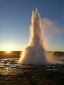 Geysir blowing in October Geysir blowing in October