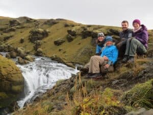 Happy Hikers above Skógafoss