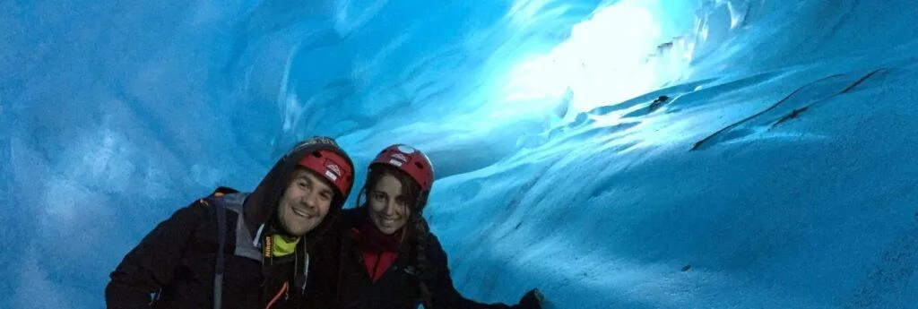 people in Ice Cave in Svínafellsjökull Glacier