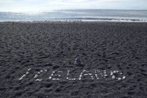 Iceland, written on black beach Iceland, written on black beach
