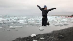 Jumping around Jökulsárlón