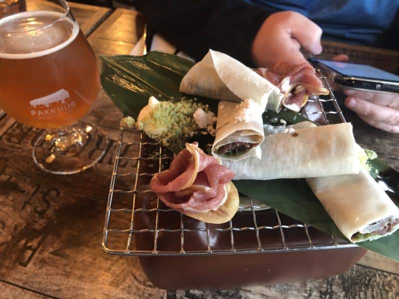 icelandic cuisine in a resturant with beer