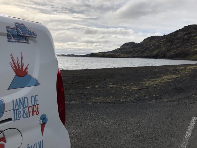 rent.is camper van, kerið crater, black sand beach