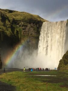 Rainbow above Skógafoss waterfall