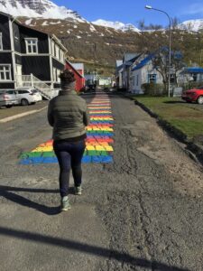Rainbow road in Seyðisfjörður Rainbow road in Seyðisfjörður