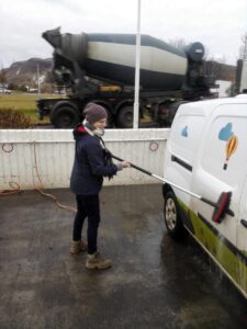 Rinsing the Camper Van