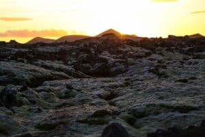 Sun over lava