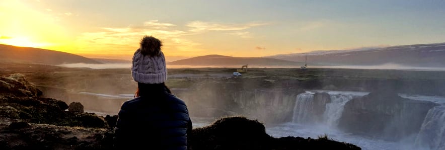 Goðafoss in sunset Iceland