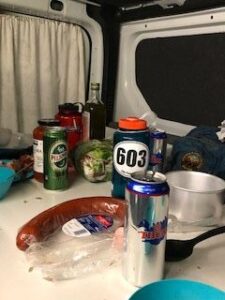 The interior of Mabel the Camper van