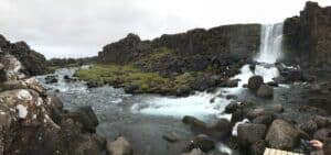 The waterfall in Þingvellir The waterfall in Þingvellir
