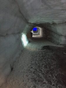 Walking under a glacier in Iceland