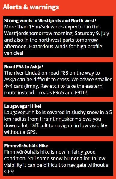 Driving conditions in Iceland