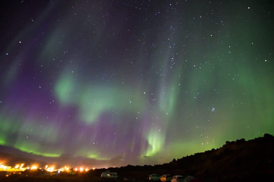 Northern lights above Hellissandur