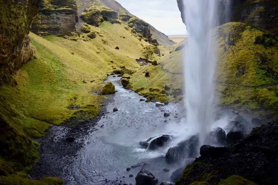 Walking behind Kvernufoss